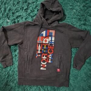 The North Face International Flags Hoodie RU14 Black Size Medium Pullover TNF
